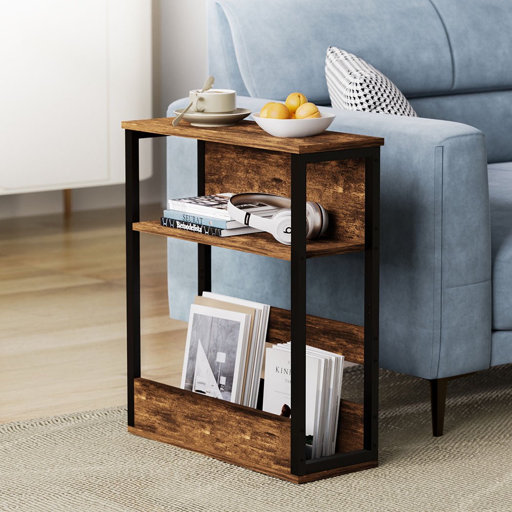 3 - Tier Coffee Table with Metal Frame and Vintage Wood Finish - Brown and Black - Rivercity House & Home Co. (ABN 18 642 972 209) - Affordable Modern Furniture Australia