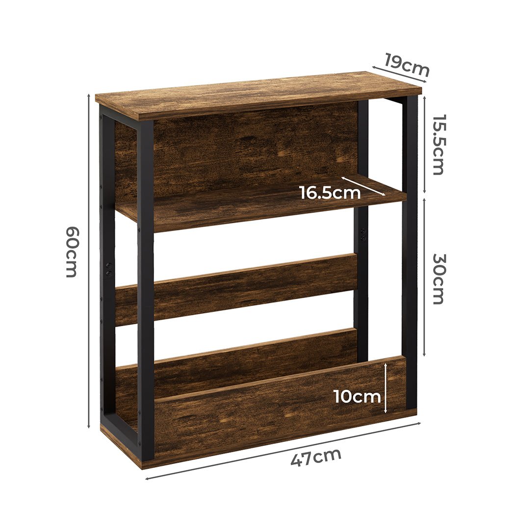 3 - Tier Coffee Table with Metal Frame and Vintage Wood Finish - Brown and Black - Rivercity House & Home Co. (ABN 18 642 972 209) - Affordable Modern Furniture Australia