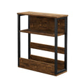 3-Tier Coffee Table with Metal Frame and Vintage Wood Finish - Brown and Black
