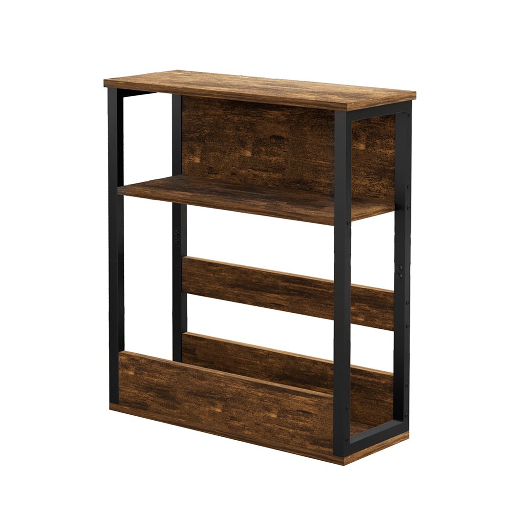 3 - Tier Coffee Table with Metal Frame and Vintage Wood Finish - Brown and Black - Rivercity House & Home Co. (ABN 18 642 972 209) - Affordable Modern Furniture Australia
