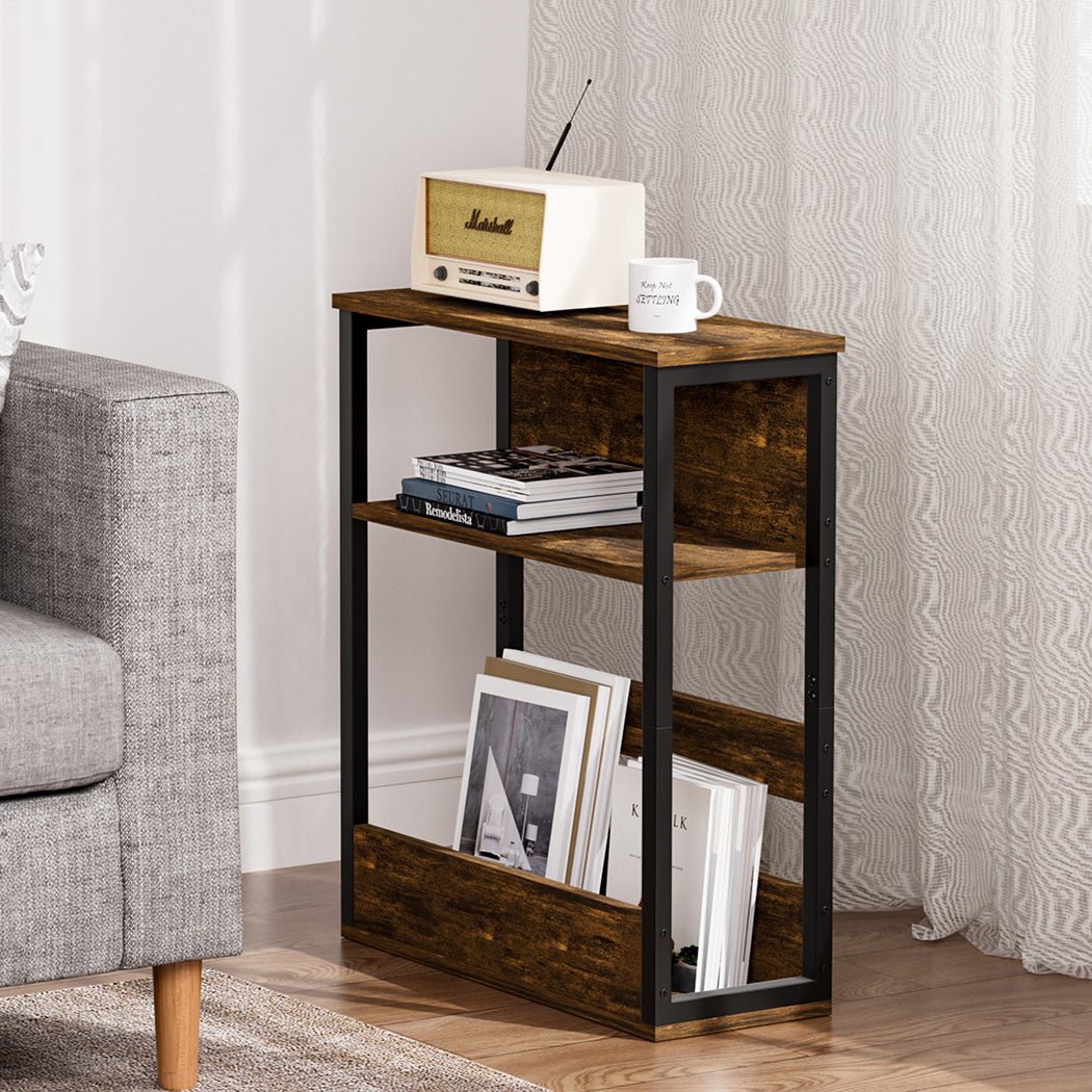 3 - Tier Coffee Table with Metal Frame and Vintage Wood Finish - Brown and Black - Rivercity House & Home Co. (ABN 18 642 972 209) - Affordable Modern Furniture Australia