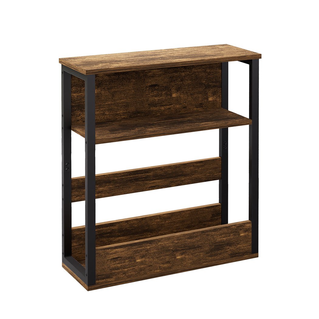 3 - Tier Coffee Table with Metal Frame and Vintage Wood Finish - Brown and Black - Rivercity House & Home Co. (ABN 18 642 972 209) - Affordable Modern Furniture Australia