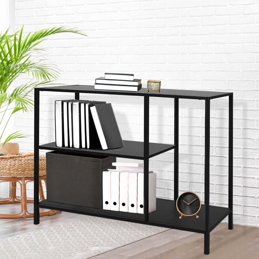 3 - Tier Console Table with Storage 120cm x 30cm x 80cm - Black - Rivercity House & Home Co. (ABN 18 642 972 209) - Affordable Modern Furniture Australia
