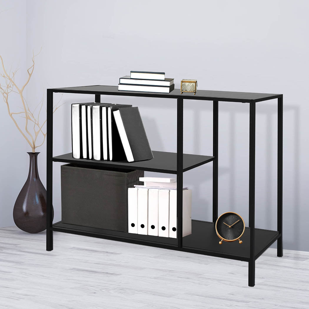 3 - Tier Console Table with Storage 120cm x 30cm x 80cm - Black - Rivercity House & Home Co. (ABN 18 642 972 209) - Affordable Modern Furniture Australia
