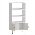 3 Tier Display Shelf with Cabinet and Gold Legs - White