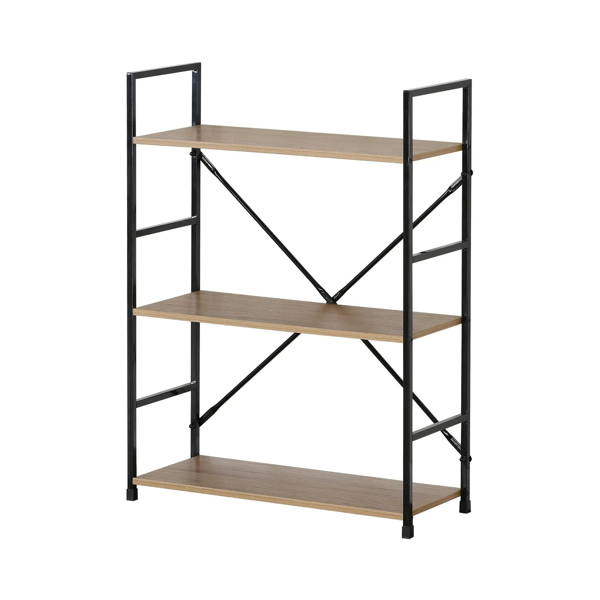 3 Tier Industrial Bookshelf with Steel Frame and MDF Shelves - Brown Rustic - Furniture > Living Room > Bookcases & Shelves - Rivercity House & Home Co. (ABN 18 642 972 209) - Affordable Modern Furniture Australia