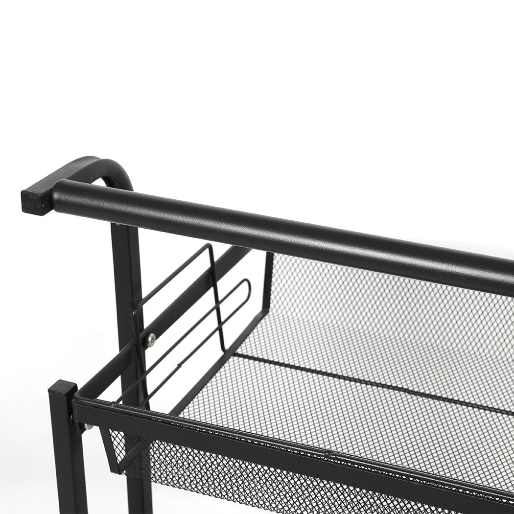 3 Tier Kitchen Storage Trolley Cart with Swivel Wheels - Black - Rivercity House & Home Co. (ABN 18 642 972 209) - Affordable Modern Furniture Australia