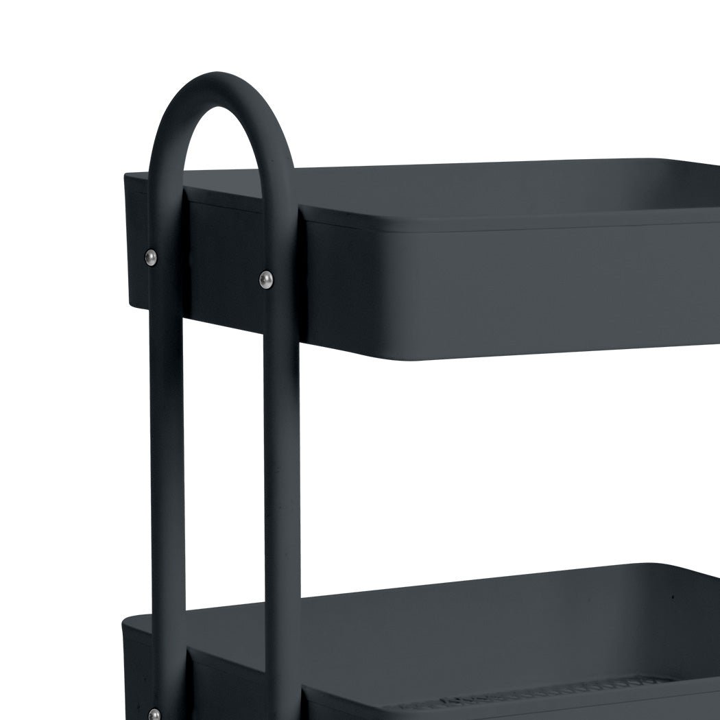 3 - Tier Kitchen Storage Trolley Cart with Wheels - Grey - Rivercity House & Home Co. (ABN 18 642 972 209) - Affordable Modern Furniture Australia