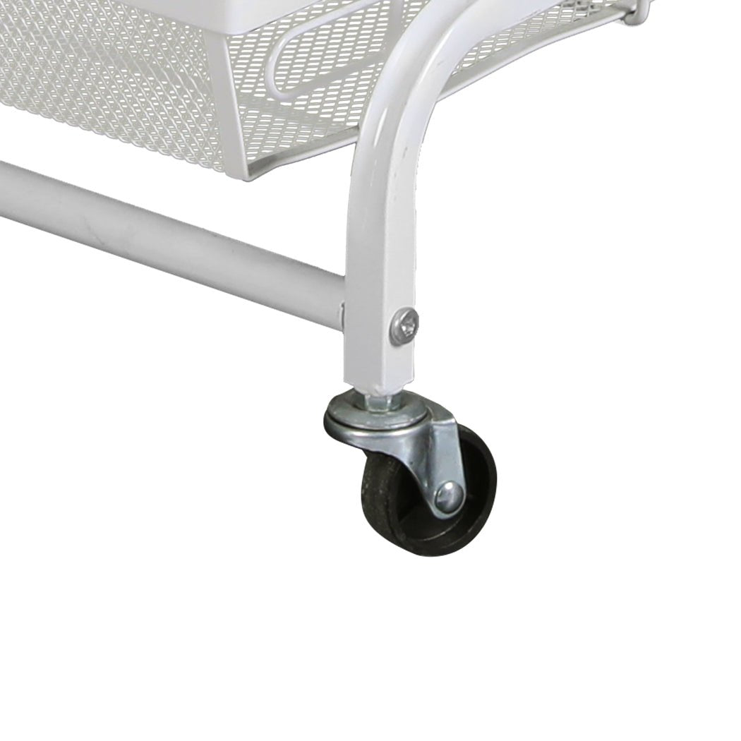 3 Tier Kitchen Trolley Cart with Swivel Wheels - White - Rivercity House & Home Co. (ABN 18 642 972 209) - Affordable Modern Furniture Australia