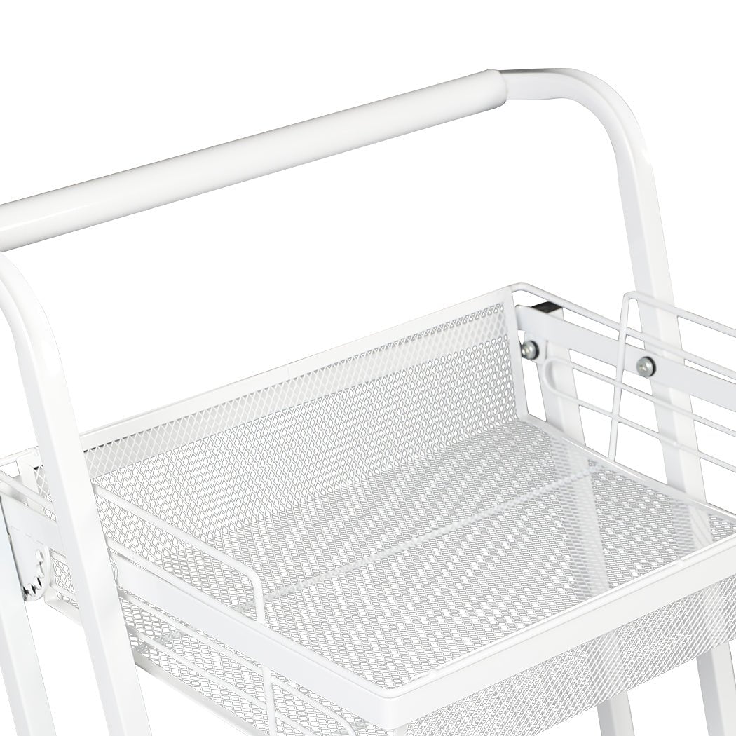 3 Tier Kitchen Trolley Cart with Swivel Wheels - White - Rivercity House & Home Co. (ABN 18 642 972 209) - Affordable Modern Furniture Australia
