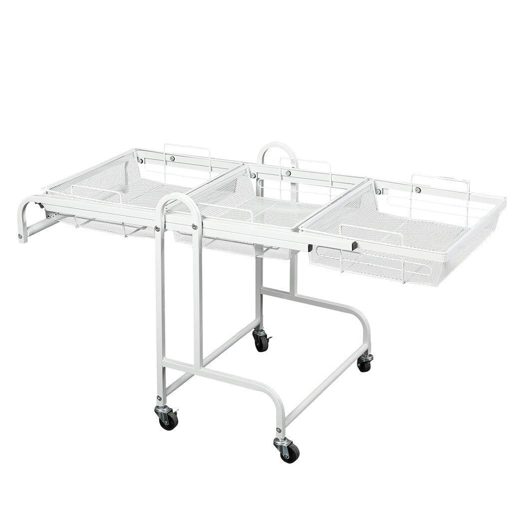 3 Tier Kitchen Trolley Cart with Swivel Wheels - White - Rivercity House & Home Co. (ABN 18 642 972 209) - Affordable Modern Furniture Australia