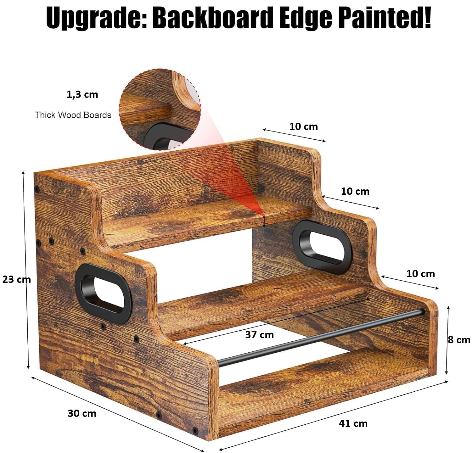 3 - Tier Liquor Bottle Display Shelf Rack Bar Organiser for Whiskey Wine Spirits - Brown - Furniture > Dining > Wine Racks - Rivercity House & Home Co. (ABN 18 642 972 209) - Affordable Modern Furniture Australia