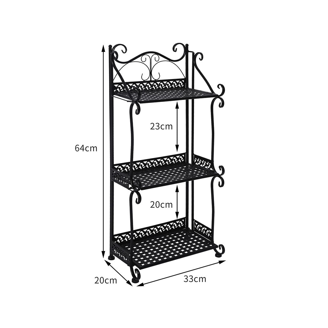 3 Tier Metal Plant Stand for Indoor and Outdoor Use - Black - Rivercity House & Home Co. (ABN 18 642 972 209) - Affordable Modern Furniture Australia