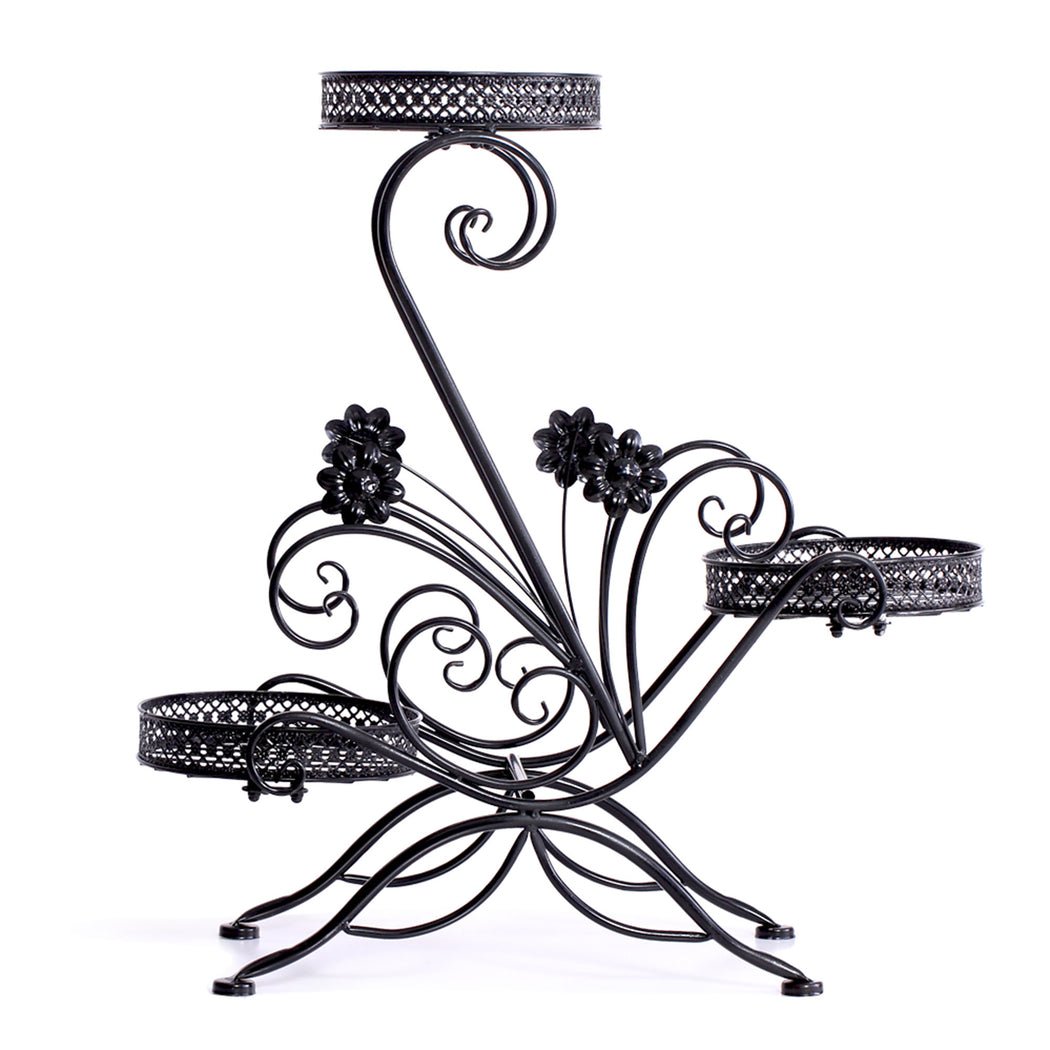 3 - Tier Metal Plant Stand for Indoor and Outdoor Use - Black - Rivercity House & Home Co. (ABN 18 642 972 209) - Affordable Modern Furniture Australia