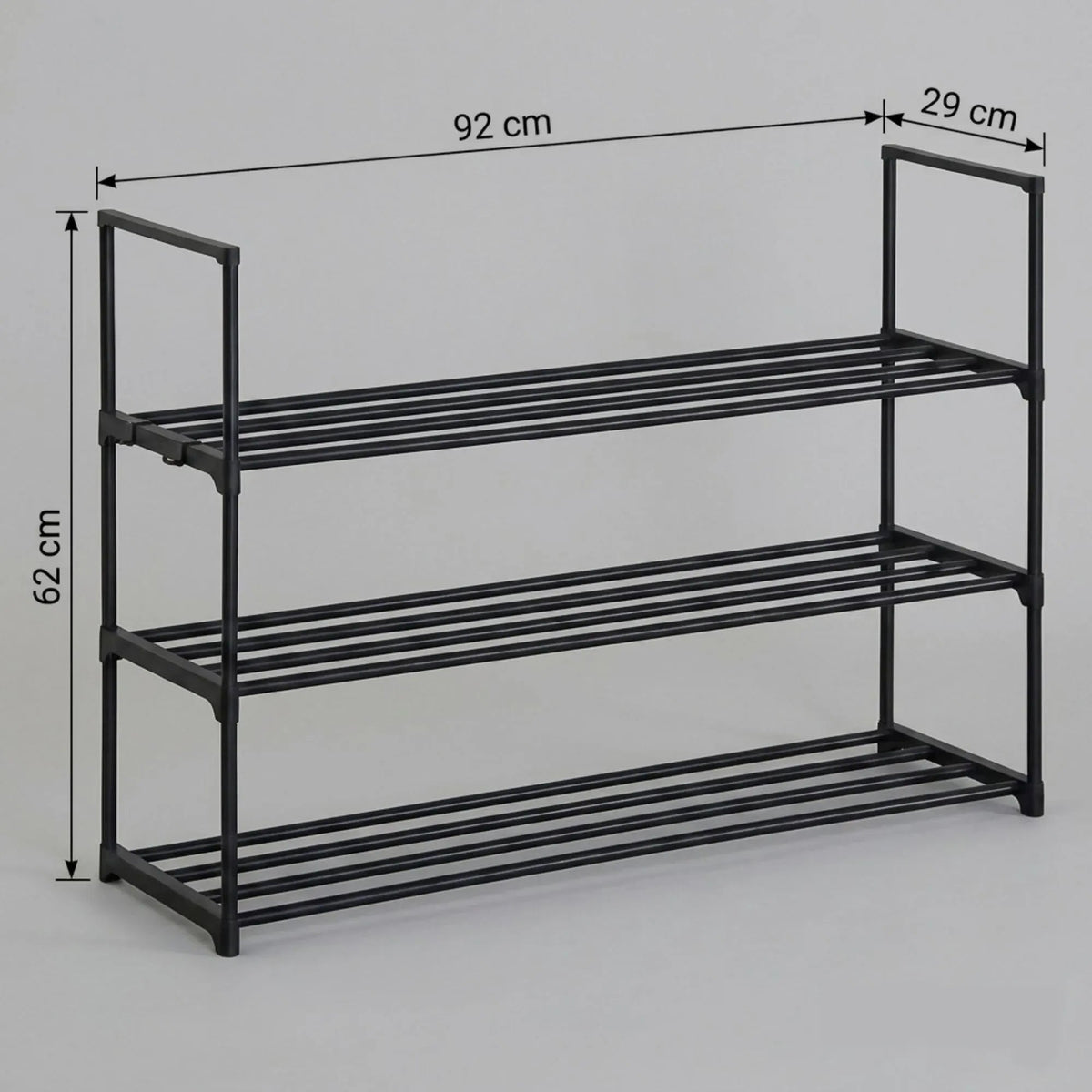 3 Tier Metal Shoe Rack Free Standing Organiser Basic Steel - Black - Furniture > Living Room > Shoe Storage - Rivercity House & Home Co. (ABN 18 642 972 209) - Affordable Modern Furniture Australia