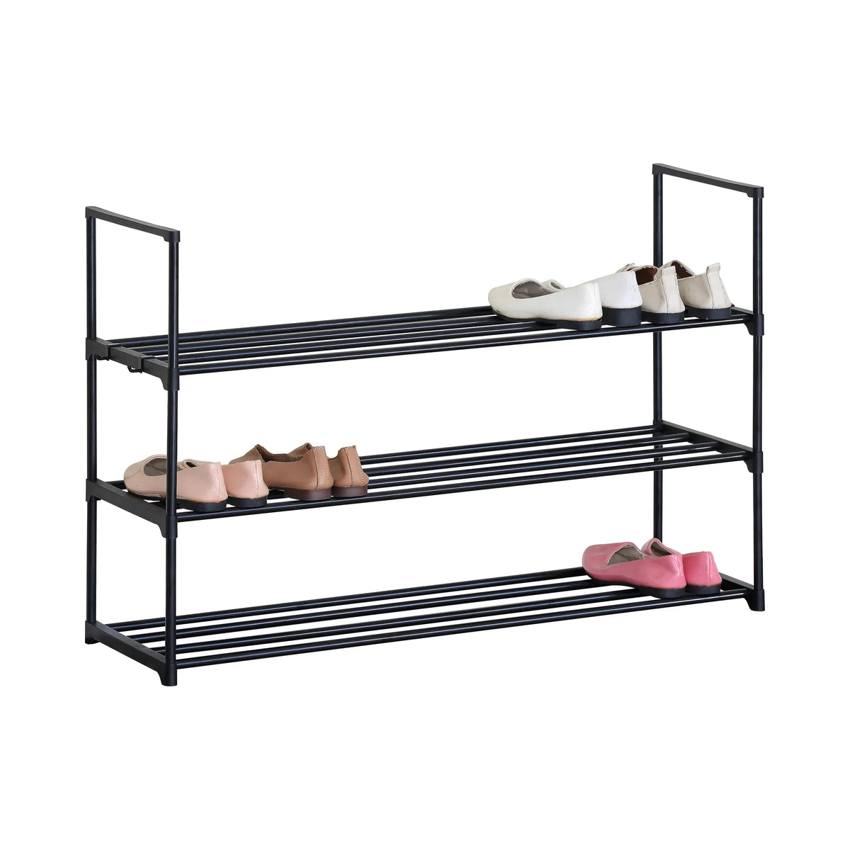 3 Tier Metal Shoe Rack Free Standing Organiser Basic Steel - Black - Furniture > Living Room > Shoe Storage - Rivercity House & Home Co. (ABN 18 642 972 209) - Affordable Modern Furniture Australia