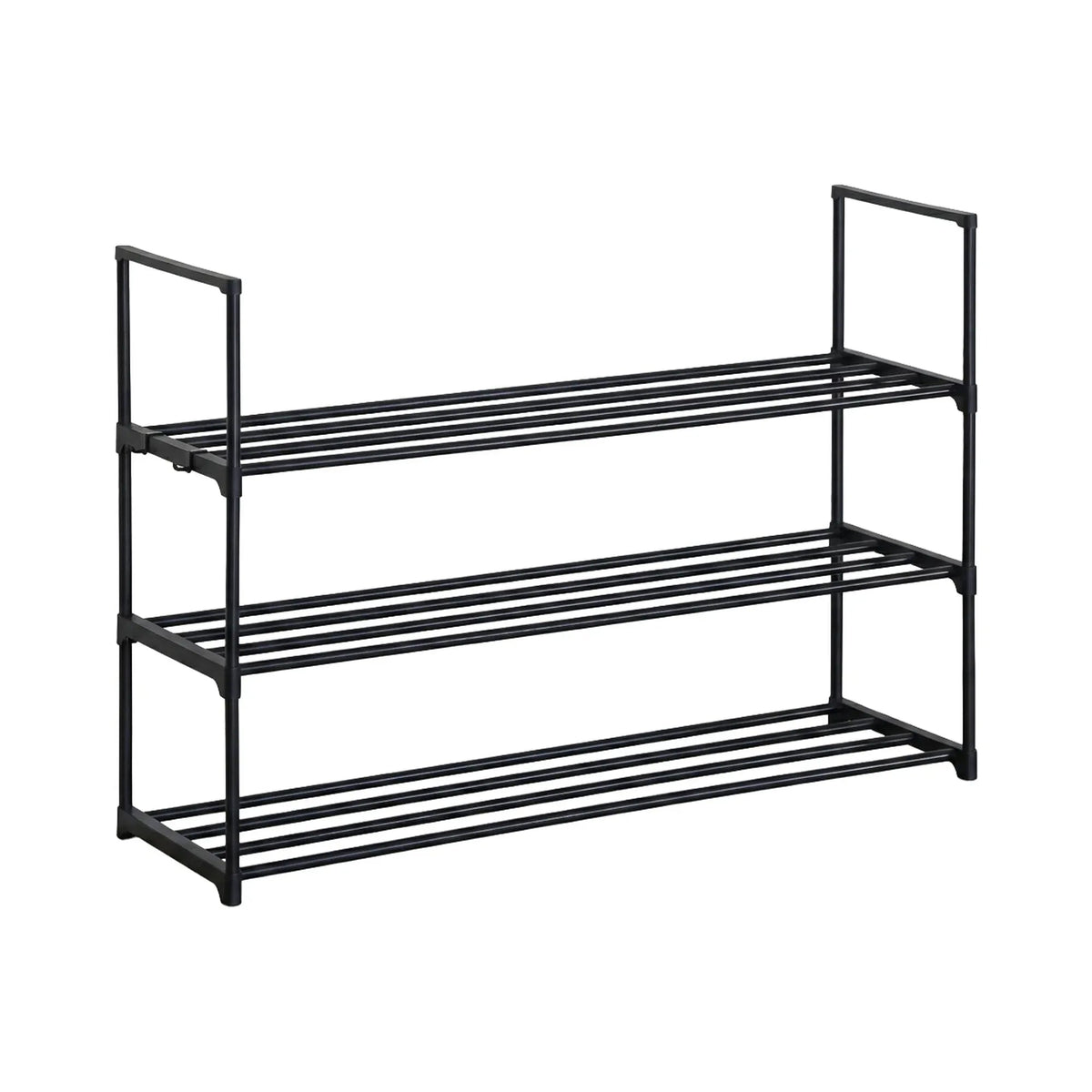 3 Tier Metal Shoe Rack Free Standing Organiser Basic Steel - Black - Furniture > Living Room > Shoe Storage - Rivercity House & Home Co. (ABN 18 642 972 209) - Affordable Modern Furniture Australia