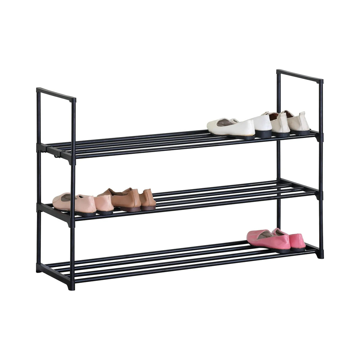 3 Tier Metal Shoe Rack Free Standing Organiser Basic Steel - Black - Furniture > Living Room > Shoe Storage - Rivercity House & Home Co. (ABN 18 642 972 209) - Affordable Modern Furniture Australia