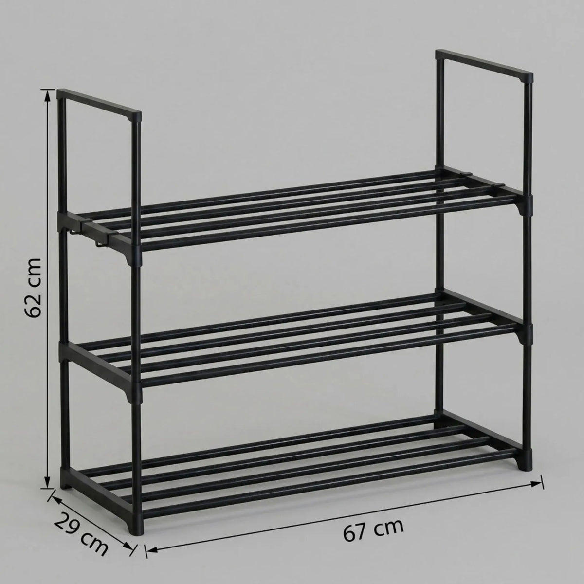 3 Tier Metal Shoe Rack Steel Storage Organiser Basic Small - Black - Furniture > Living Room > Shoe Storage - Rivercity House & Home Co. (ABN 18 642 972 209) - Affordable Modern Furniture Australia