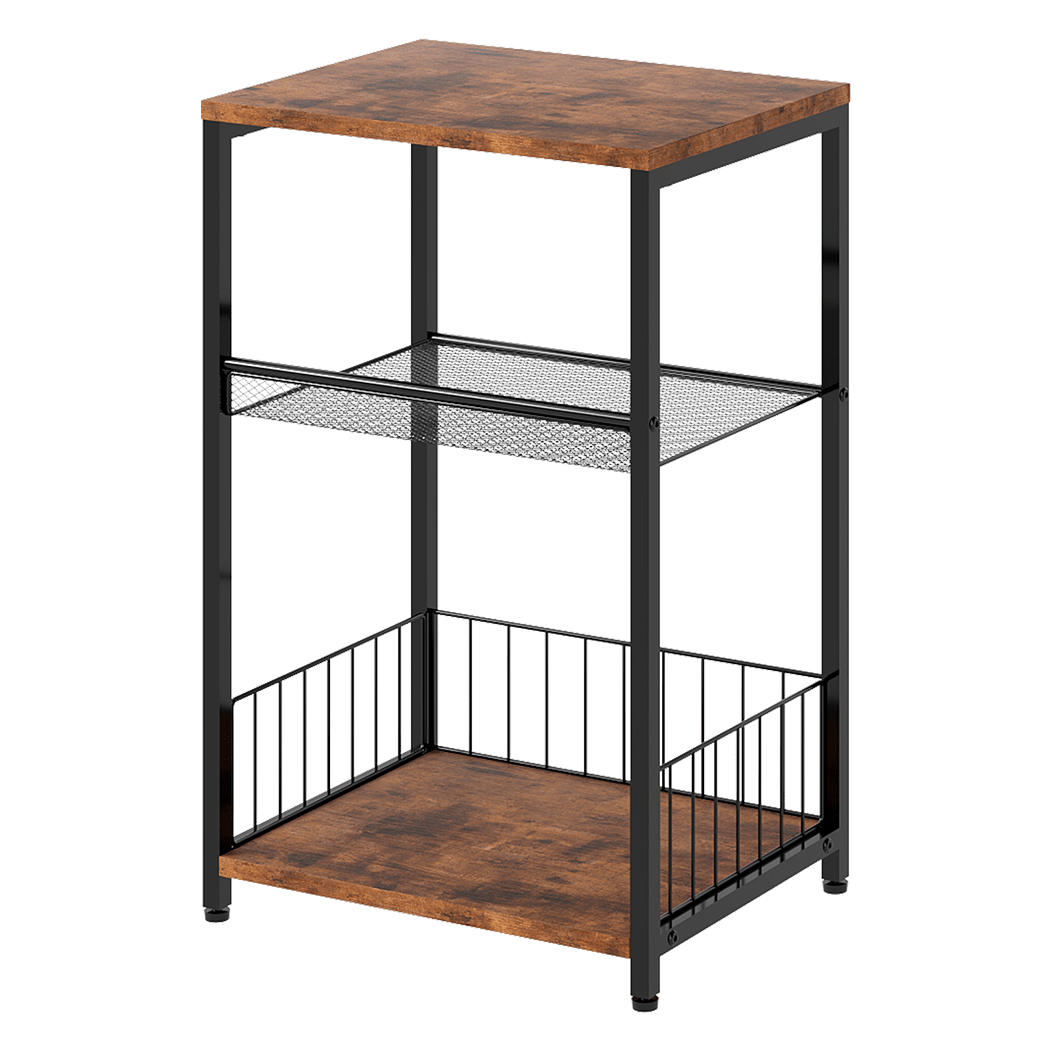 3 - Tier Modern Side Table with Storage Shelves - Vintage Brown - Rivercity House & Home Co. (ABN 18 642 972 209) - Affordable Modern Furniture Australia