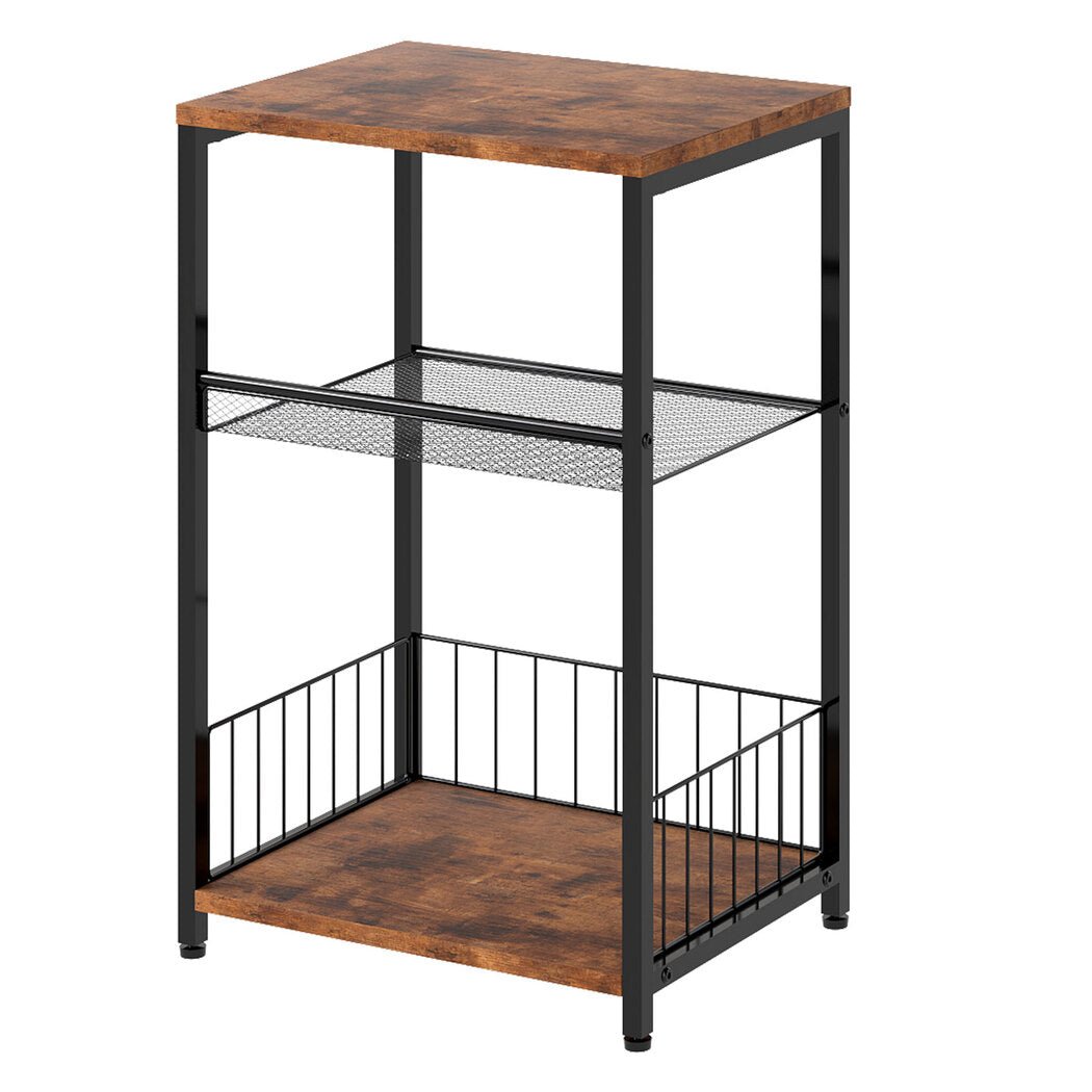 3 - Tier Modern Side Table with Storage Shelves - Vintage Brown - Rivercity House & Home Co. (ABN 18 642 972 209) - Affordable Modern Furniture Australia