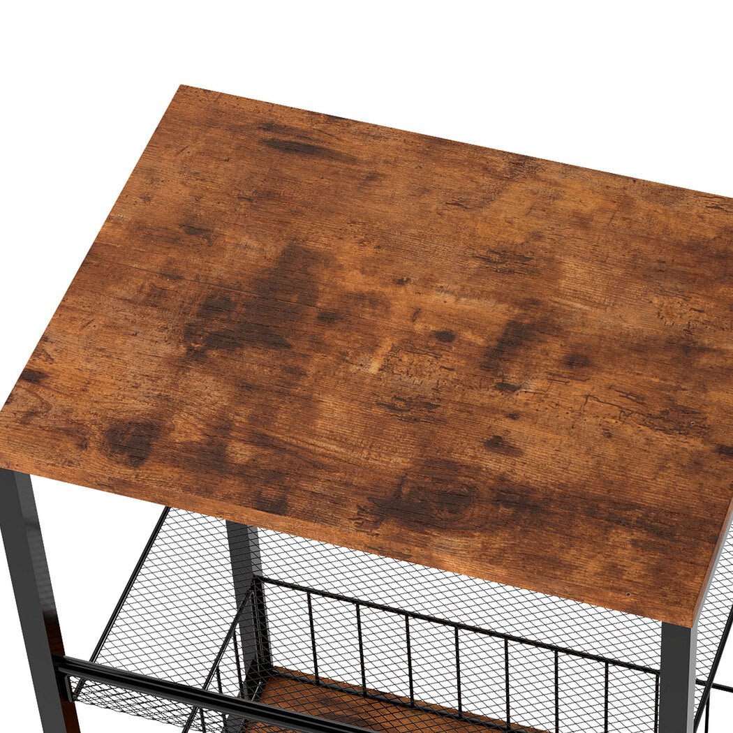 3 - Tier Modern Side Table with Storage Shelves - Vintage Brown - Rivercity House & Home Co. (ABN 18 642 972 209) - Affordable Modern Furniture Australia