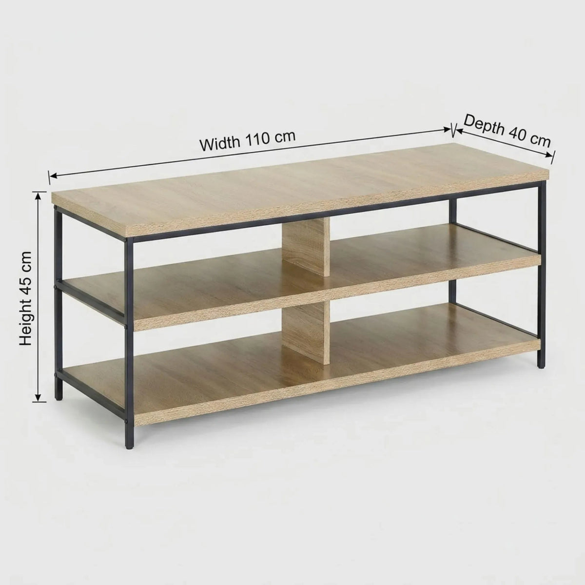 3 Tier Open Shelf TV Stand Entertainment Console 110cm - Brown Rustic Steel - Furniture > Living Room > TV Units - Rivercity House & Home Co. (ABN 18 642 972 209) - Affordable Modern Furniture Australia