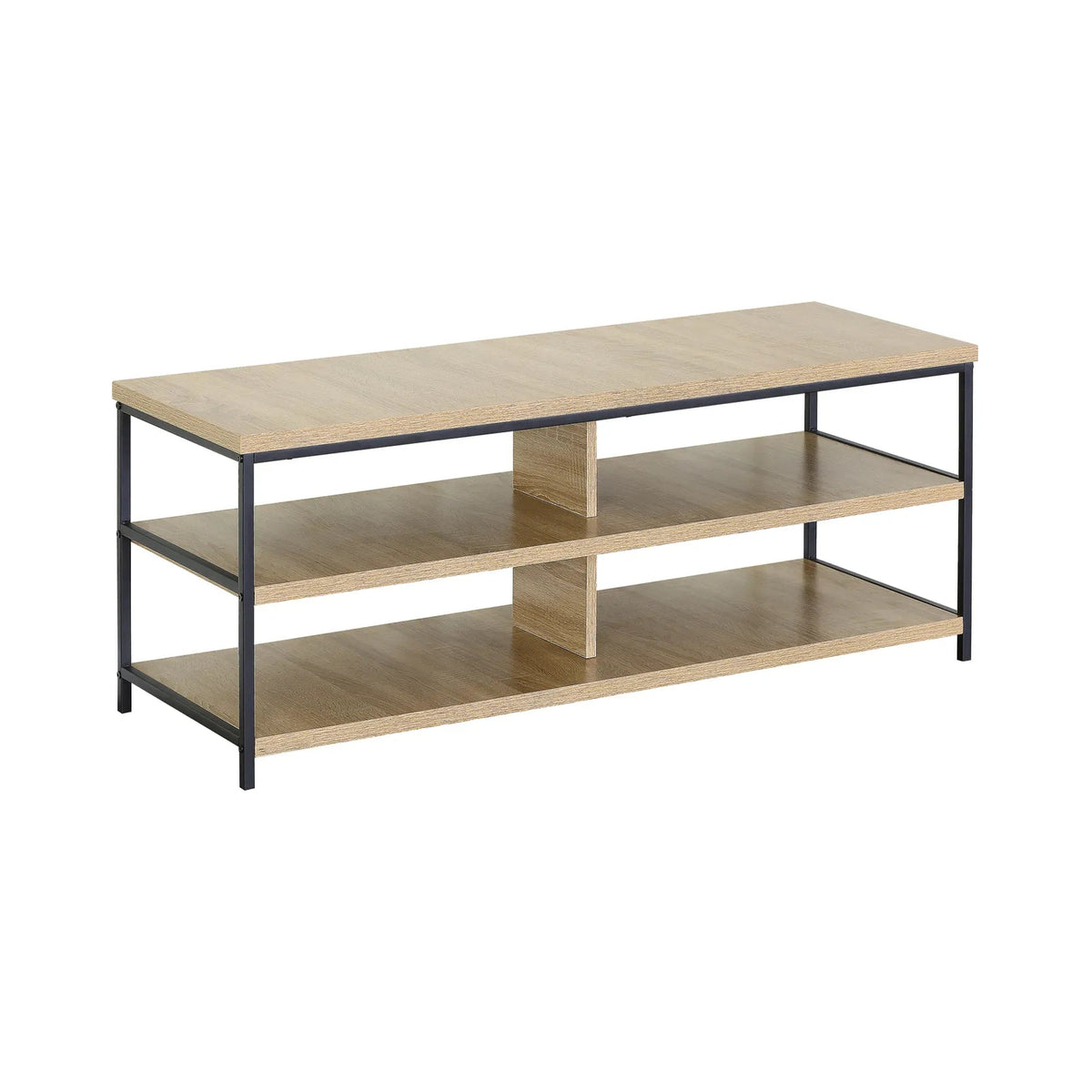 3 Tier Open Shelf TV Stand Entertainment Console 110cm - Brown Rustic Steel - Furniture > Living Room > TV Units - Rivercity House & Home Co. (ABN 18 642 972 209) - Affordable Modern Furniture Australia