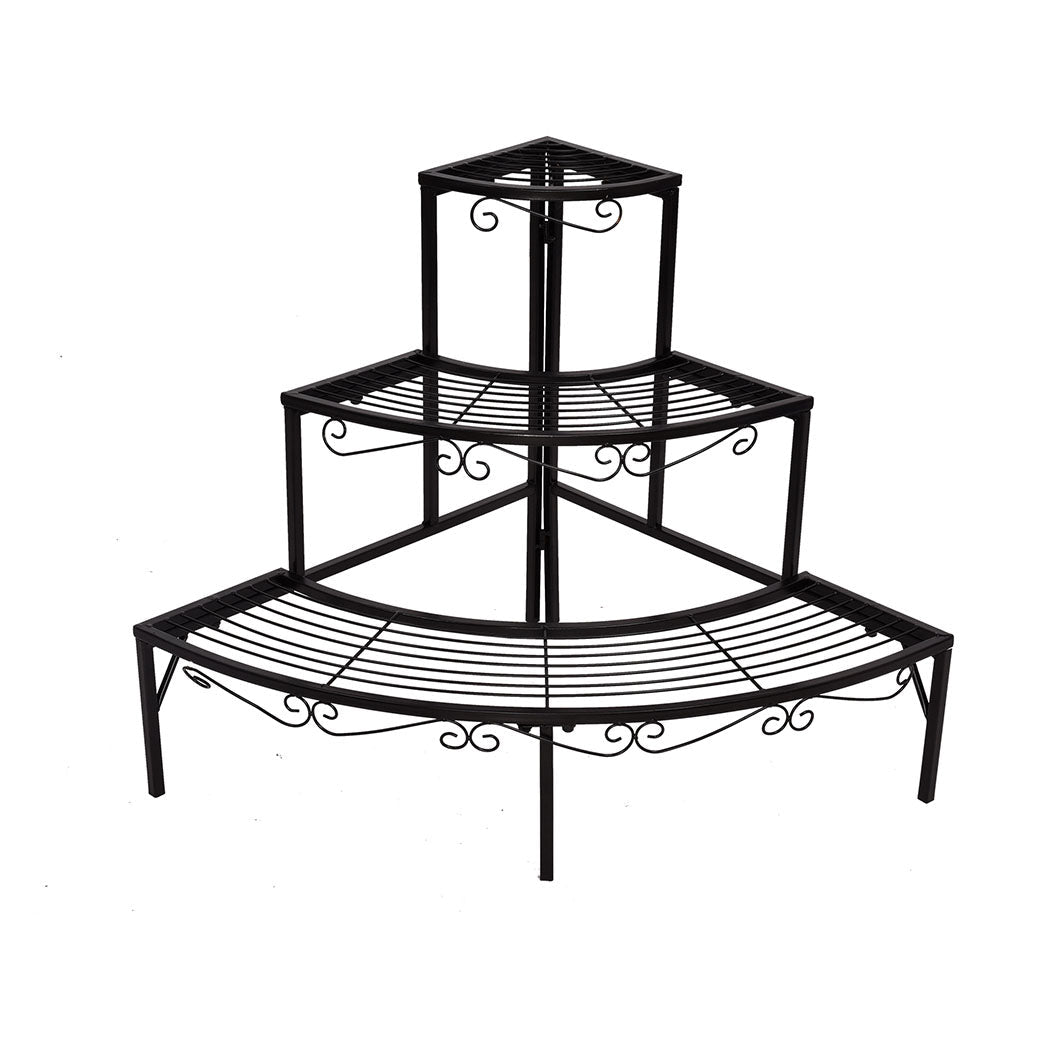 3 - Tier Outdoor Indoor Pot Plant Stand - Black - Rivercity House & Home Co. (ABN 18 642 972 209) - Affordable Modern Furniture Australia