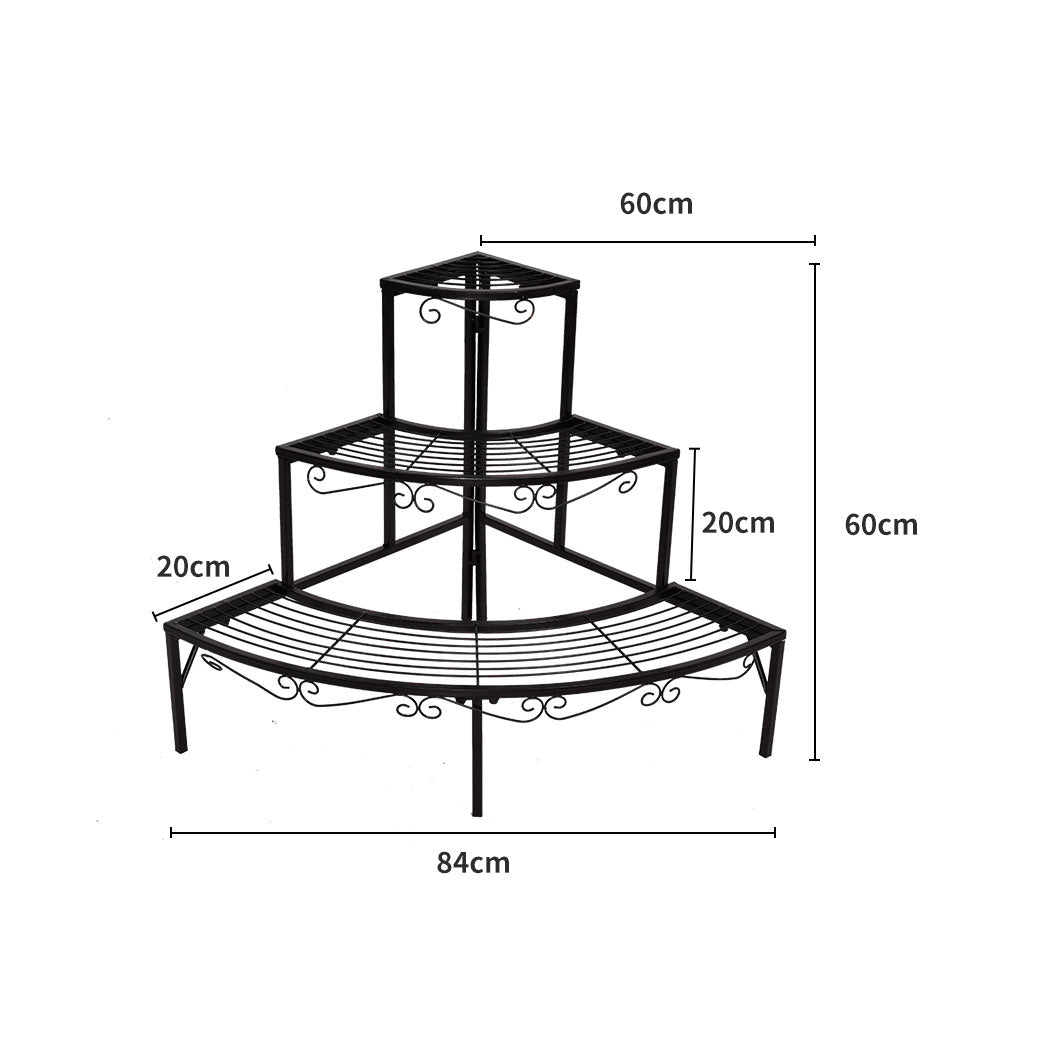 3 - Tier Outdoor Indoor Pot Plant Stand - Black - Rivercity House & Home Co. (ABN 18 642 972 209) - Affordable Modern Furniture Australia