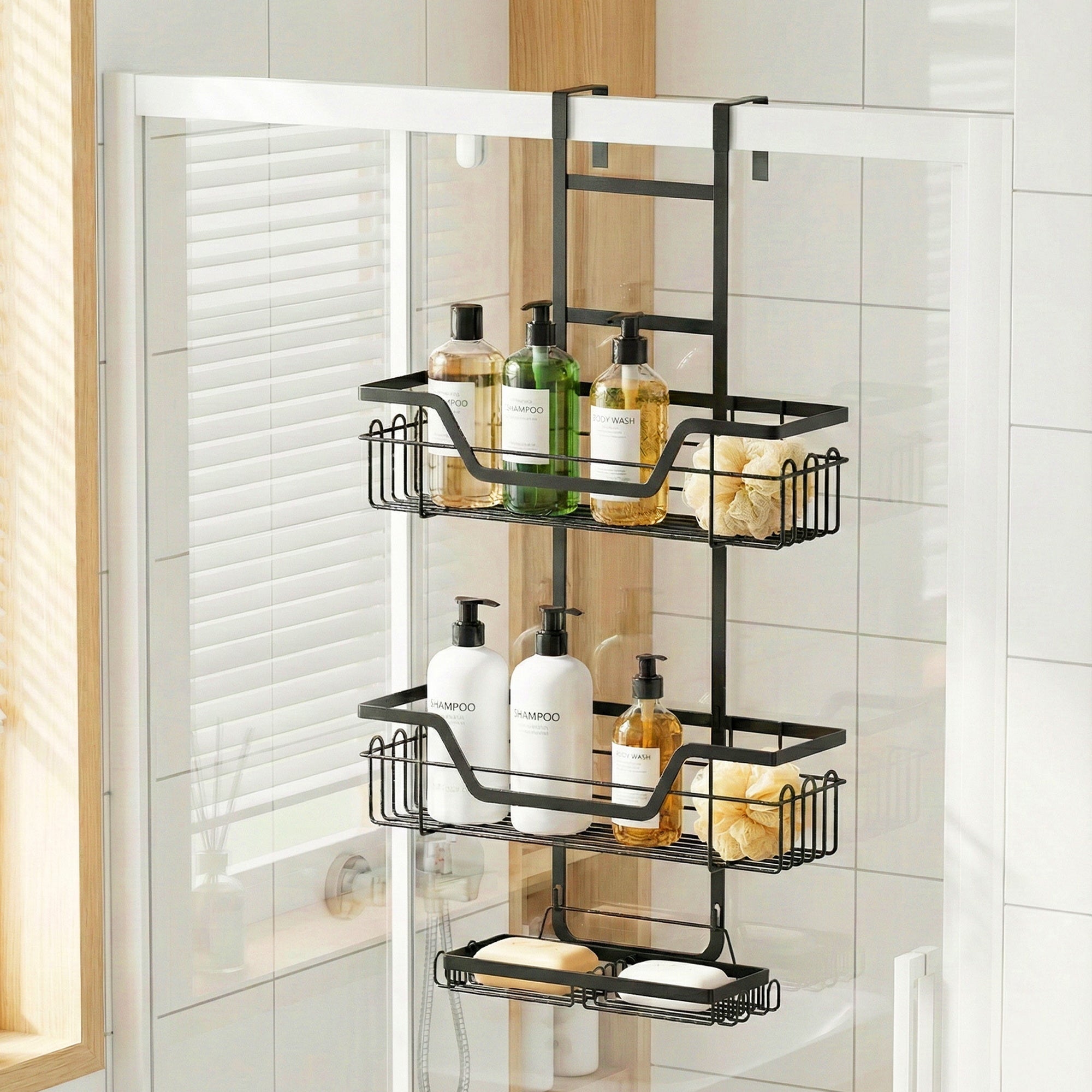 3 Tier Over The Door Shower Caddy Hanging Bathroom Storage Organizer - Furniture > Bathroom > Bathroom Cabinets, Cupboards & Storage - Rivercity House & Home Co. (ABN 18 642 972 209) - Affordable Modern Furniture Australia