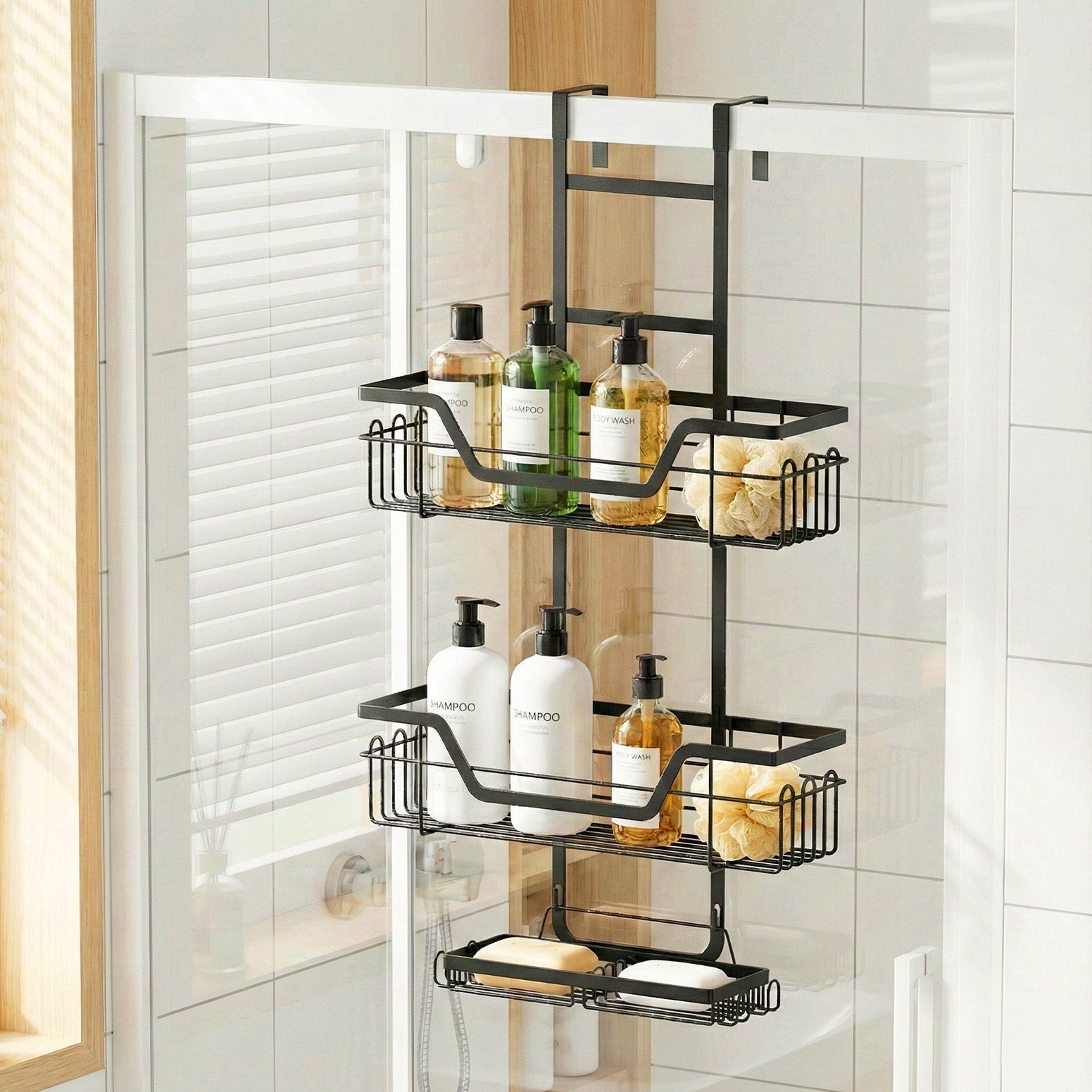 3 Tier Over The Door Shower Caddy Hanging Bathroom Storage Organizer - Furniture > Bathroom > Bathroom Cabinets, Cupboards & Storage - Rivercity House & Home Co. (ABN 18 642 972 209) - Affordable Modern Furniture Australia