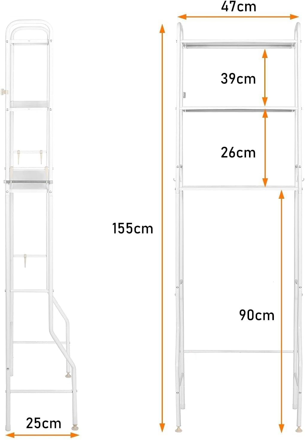 3 - Tier Over The Toilet Storage Rack with Hooks & Paper Holder for Bathroom & Laundry Room - Home & Garden > Laundry & Cleaning > Laundry Storage - Rivercity House & Home Co. (ABN 18 642 972 209) - Affordable Modern Furniture Australia