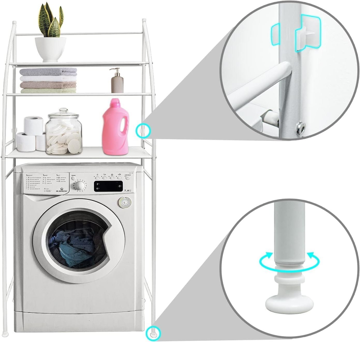 3 - Tier Over Washing Machine Storage Rack for Laundry Room Space Saving, Towels, Detergent & Bathroom Essentials - Home & Garden > Laundry & Cleaning > Laundry Storage - Rivercity House & Home Co. (ABN 18 642 972 209) - Affordable Modern Furniture Australia