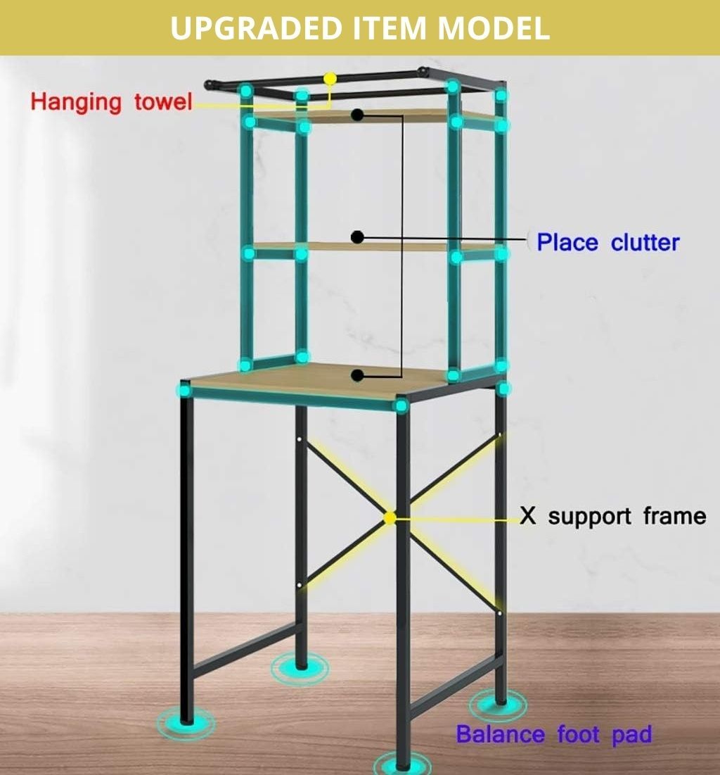 3 - Tier Over Washing Machine Storage Rack Laundry Shelf Organizer for Bathroom or Toilet (Black) - Home & Garden > Laundry & Cleaning > Laundry Storage - Rivercity House & Home Co. (ABN 18 642 972 209) - Affordable Modern Furniture Australia