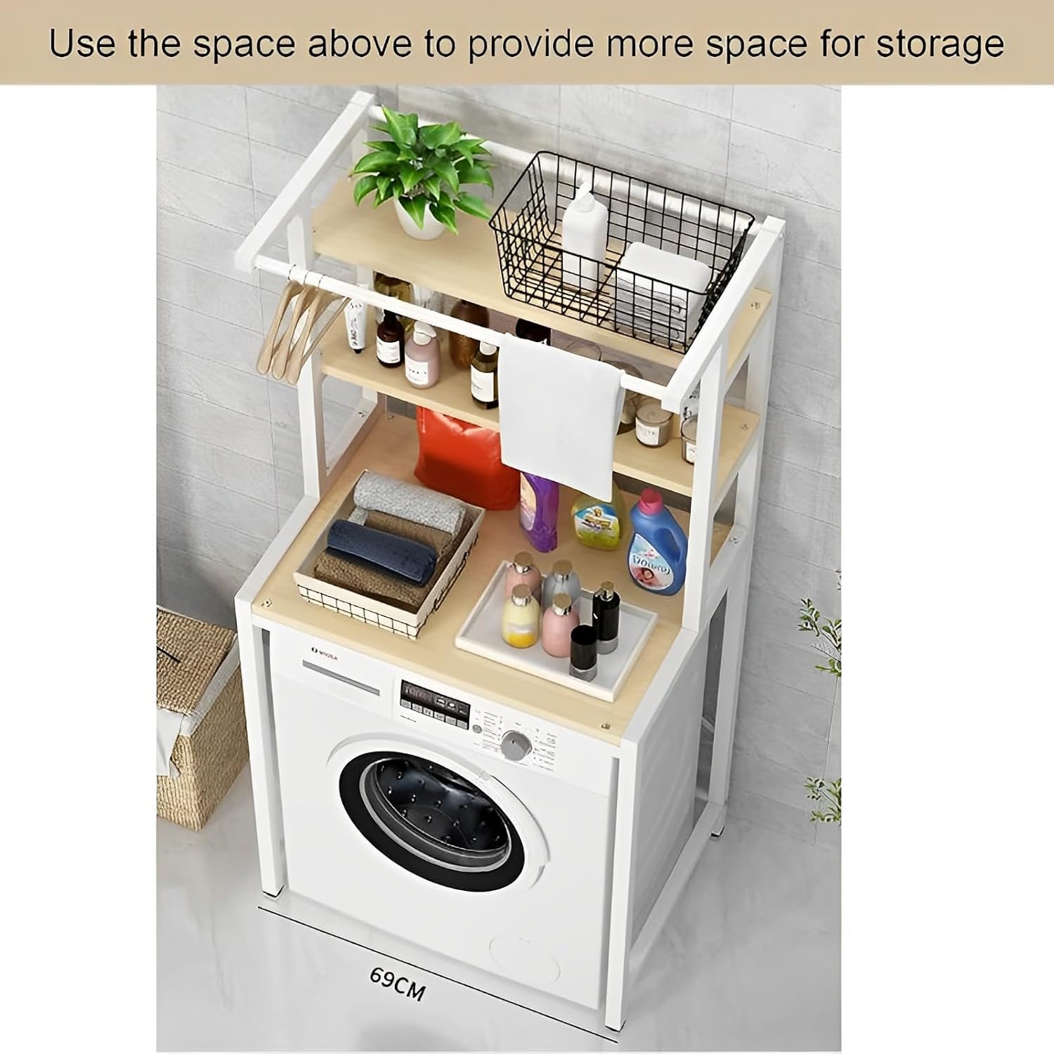3 - Tier Over Washing Machine Storage Rack Laundry Shelf Organizer for Bathroom or Toilet (White) - Home & Garden > Laundry & Cleaning > Laundry Storage - Rivercity House & Home Co. (ABN 18 642 972 209) - Affordable Modern Furniture Australia