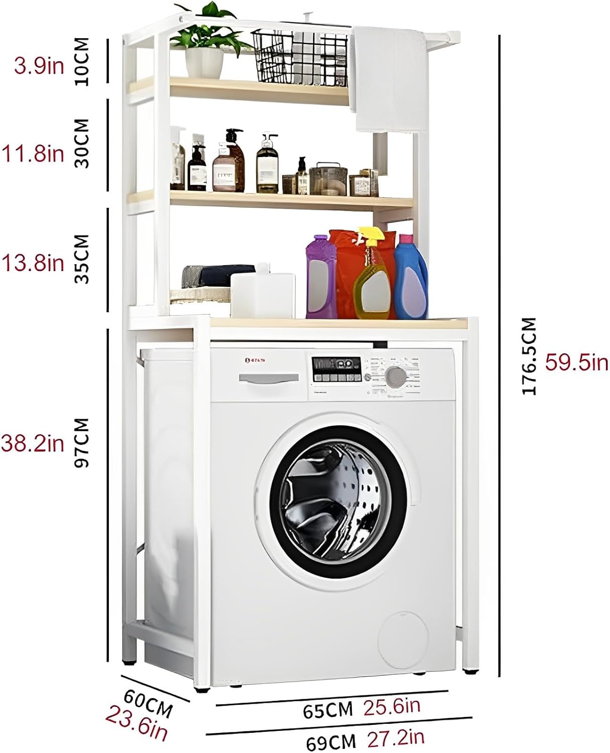 3 - Tier Over Washing Machine Storage Rack Laundry Shelf Organizer for Bathroom or Toilet (White) - Home & Garden > Laundry & Cleaning > Laundry Storage - Rivercity House & Home Co. (ABN 18 642 972 209) - Affordable Modern Furniture Australia