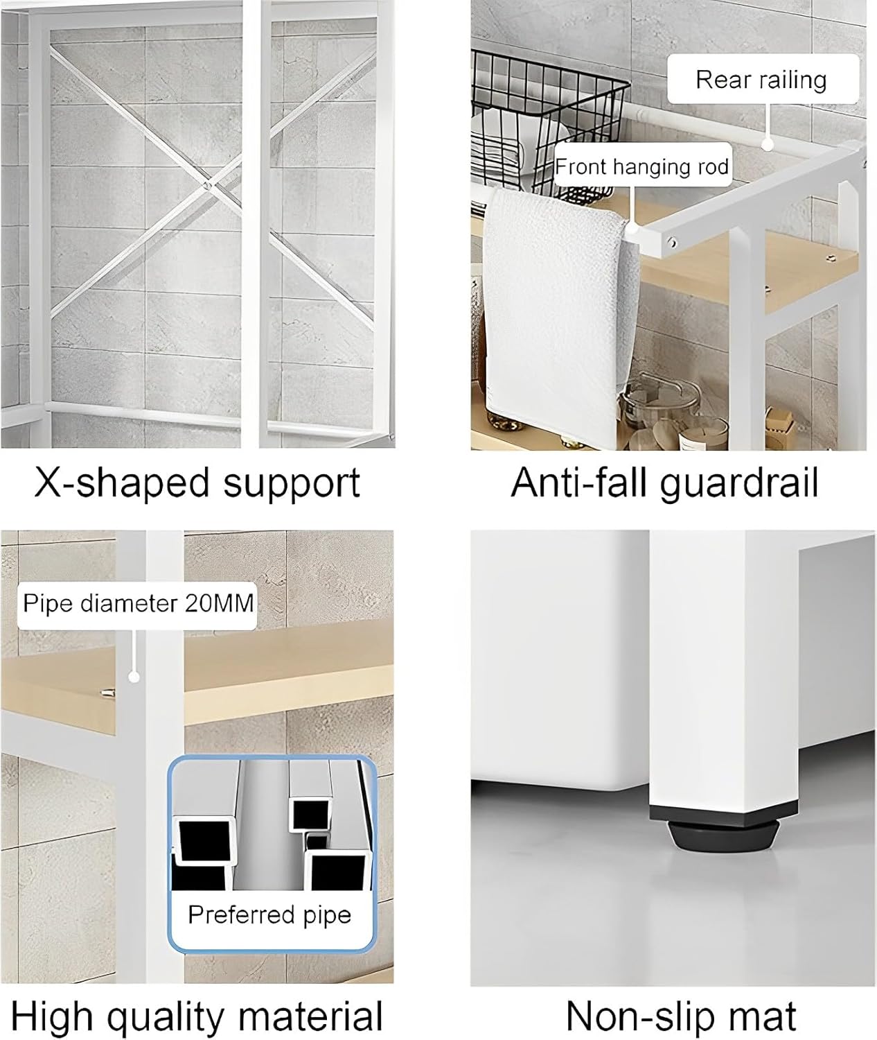 3 - Tier Over Washing Machine Storage Rack Laundry Shelf Organizer for Bathroom or Toilet (White) - Home & Garden > Laundry & Cleaning > Laundry Storage - Rivercity House & Home Co. (ABN 18 642 972 209) - Affordable Modern Furniture Australia