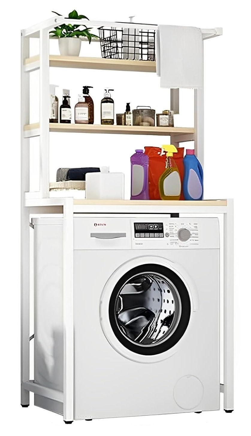 3 - Tier Over Washing Machine Storage Rack Laundry Shelf Organizer for Bathroom or Toilet (White) - Home & Garden > Laundry & Cleaning > Laundry Storage - Rivercity House & Home Co. (ABN 18 642 972 209) - Affordable Modern Furniture Australia