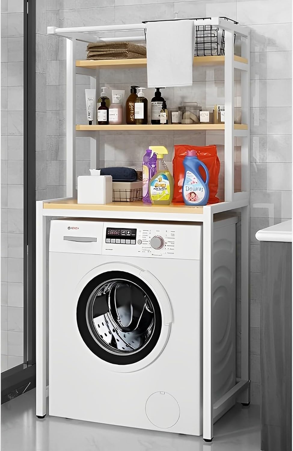 3 - Tier Over Washing Machine Storage Rack Laundry Shelf Organizer for Bathroom or Toilet (White) - Home & Garden > Laundry & Cleaning > Laundry Storage - Rivercity House & Home Co. (ABN 18 642 972 209) - Affordable Modern Furniture Australia