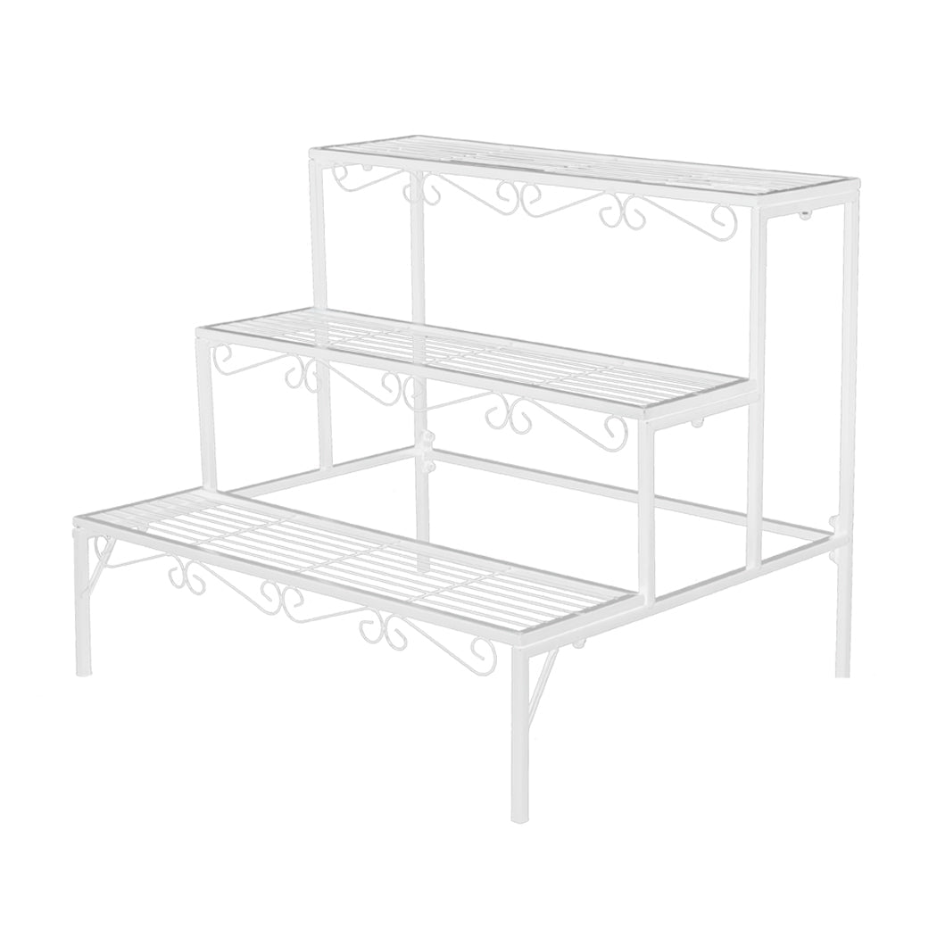 3 Tier Rectangle Metal Plant Stand - White - Rivercity House & Home Co. (ABN 18 642 972 209) - Affordable Modern Furniture Australia