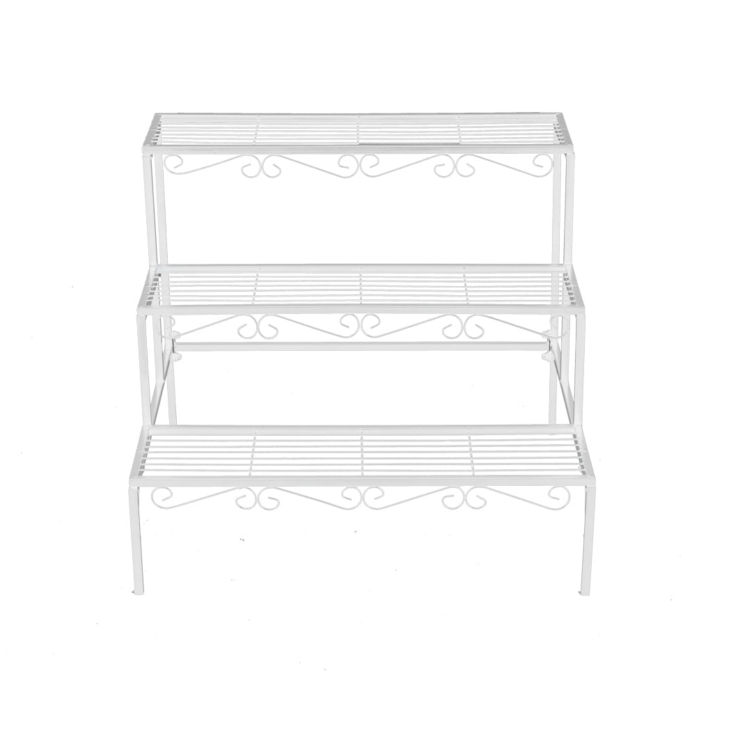 3 Tier Rectangle Metal Plant Stand - White - Rivercity House & Home Co. (ABN 18 642 972 209) - Affordable Modern Furniture Australia