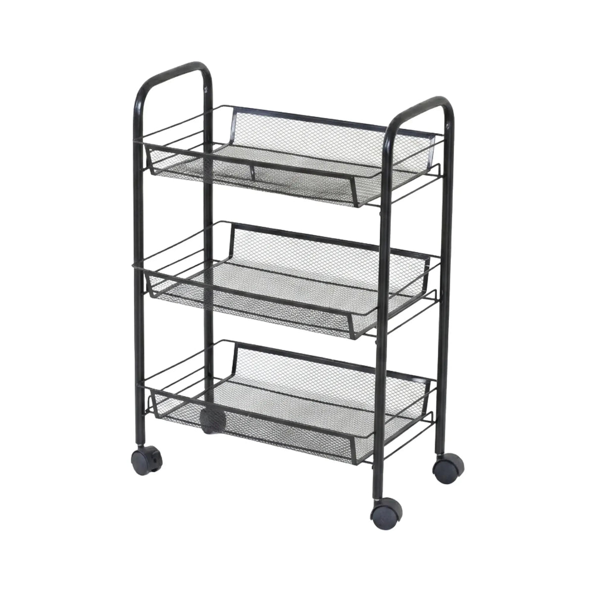 3 Tier Rolling Kitchen Trolley Cart Metal Mesh Steel - Black - Furniture > Dining > Kitchen & Dining Trolleys - Rivercity House & Home Co. (ABN 18 642 972 209) - Affordable Modern Furniture Australia