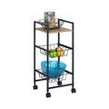 3 Tier Rolling Kitchen Trolley Cart with Steel Frame and MDF Top Shelf - Rustic Brown