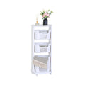 3 Tier Rolling Laundry Basket with Wheels Basic Plastic - White