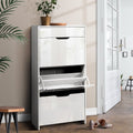 3 Tier Shoe Cabinet High Gloss White