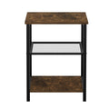 3-Tier Side Table with Mesh and MDF Shelves - Brown and Black