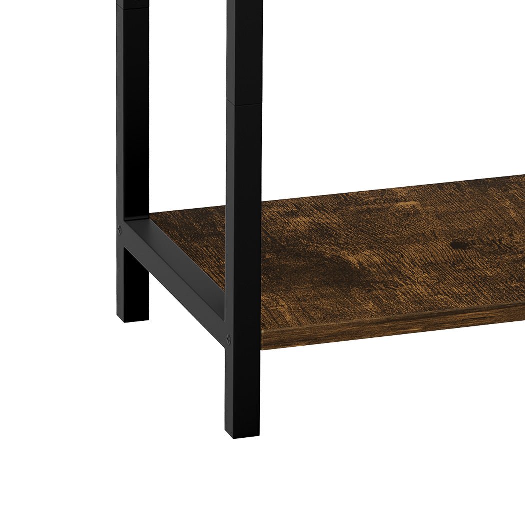 3 - Tier Side Table with Mesh and MDF Shelves - Brown and Black - Rivercity House & Home Co. (ABN 18 642 972 209) - Affordable Modern Furniture Australia
