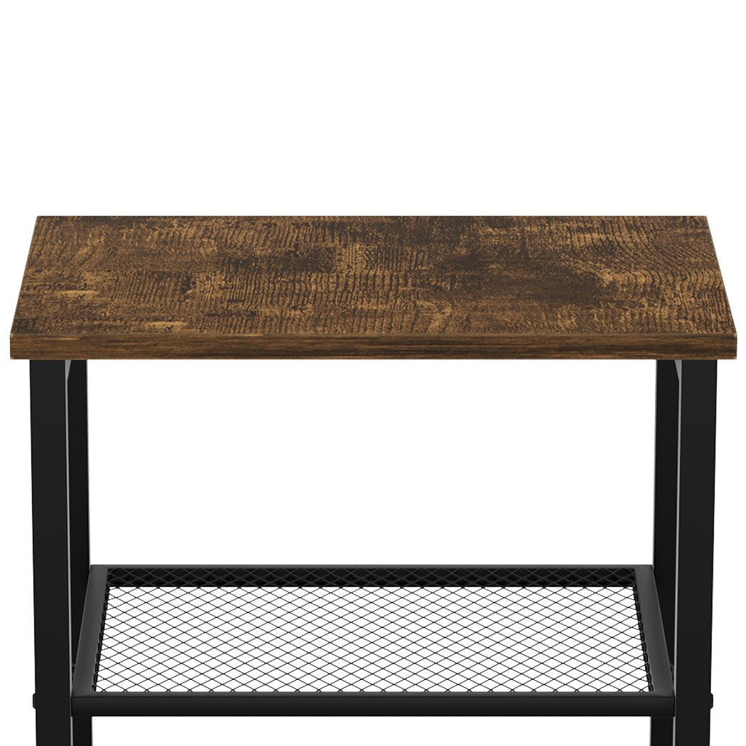 3 - Tier Side Table with Mesh and MDF Shelves - Brown and Black - Rivercity House & Home Co. (ABN 18 642 972 209) - Affordable Modern Furniture Australia