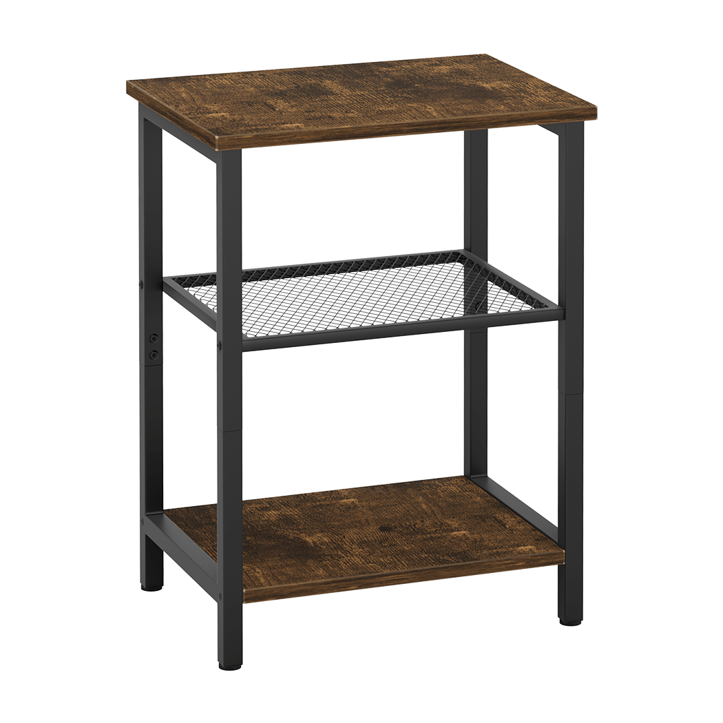 3 - Tier Side Table with Mesh and MDF Shelves - Brown and Black - Rivercity House & Home Co. (ABN 18 642 972 209) - Affordable Modern Furniture Australia